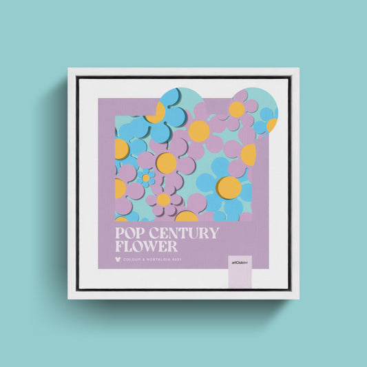 Pop Century Flower Framed Canvas - White