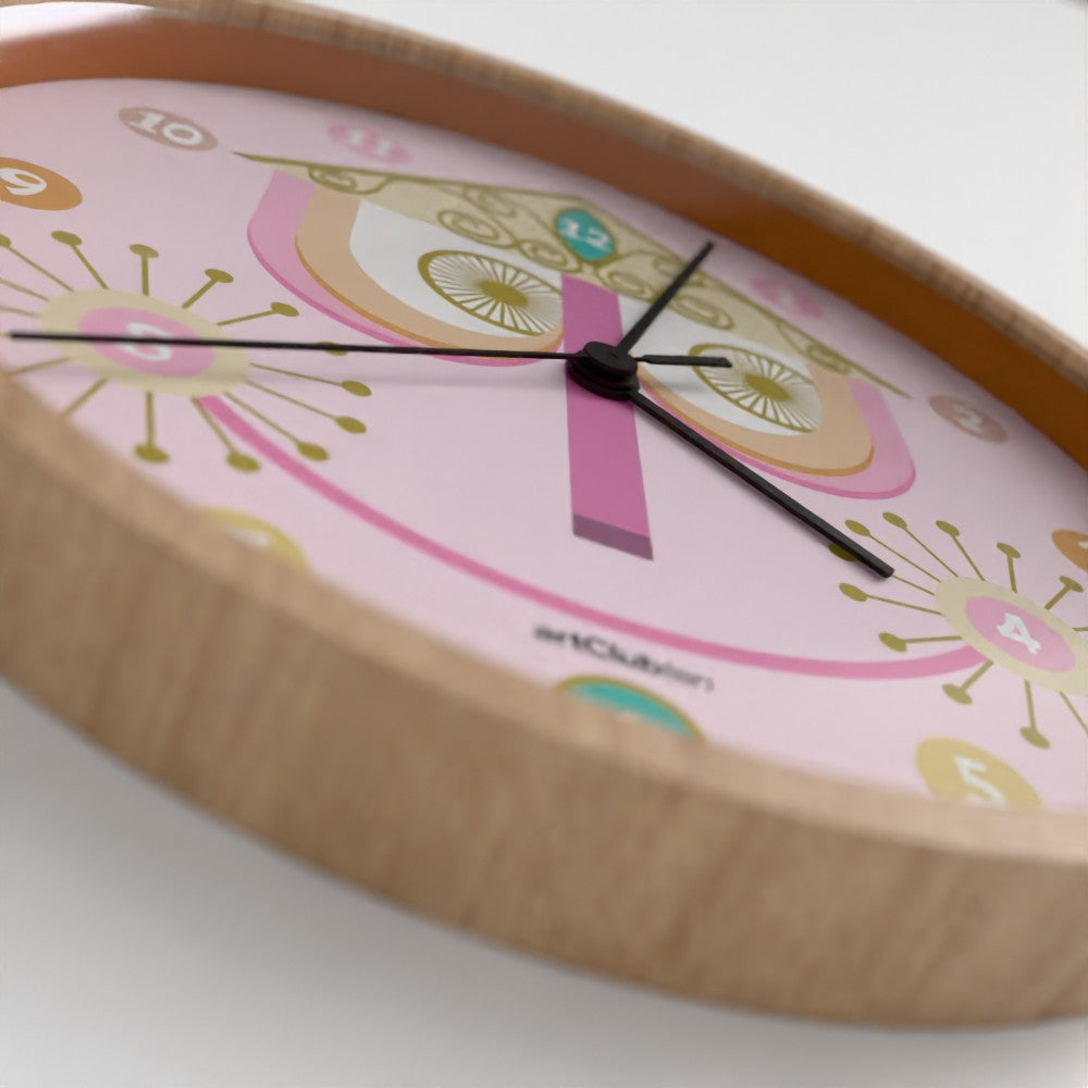 It's a Small World - Wall Clock - Natural/Pink