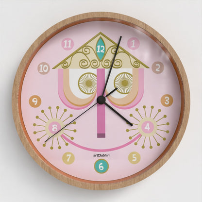 It's a Small World - Wall Clock - Natural/Pink