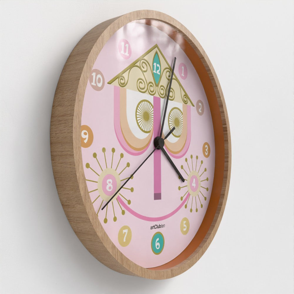 It's a Small World - Wall Clock - Natural/Pink